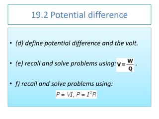 19.2 Potential difference