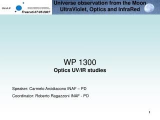 WP 1300 Optics UV/IR studies