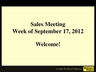Sales Meeting Week of September 17, 2012