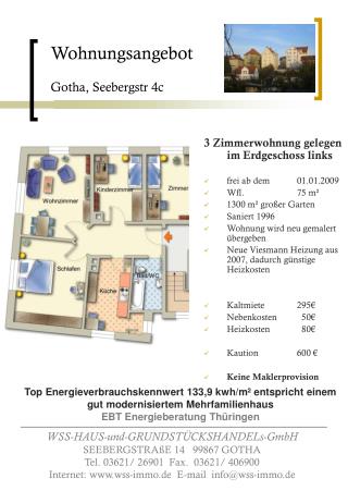 Wohnungsangebot Gotha, Seebergstr 4c