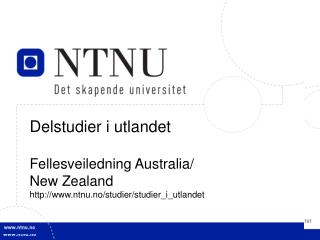 Delstudier i utlandet Fellesveiledning Australia/ New Zealand