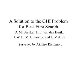 A Solution to the GHI Problem for Best-First Search