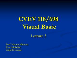 CVEV 118/698 Visual Basic