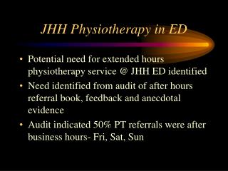 JHH Physiotherapy in ED