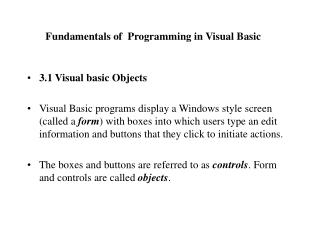 Fundamentals of Programming in Visual Basic