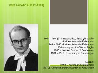 IMRE LAKATOS (1922-1974)