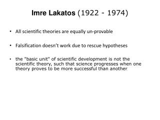 Imre Lakatos (1922 - 1974) `