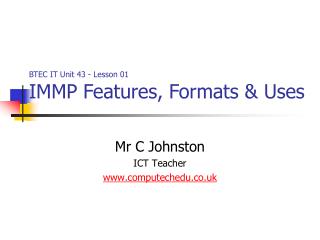 Mr C Johnston ICT Teacher computechedu.co.uk