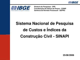 Diretoria de Pesquisas - DPE Coordenação de Índices de Preços - COINP