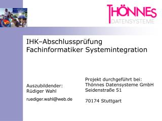 IHK–Abschlussprüfung Fachinformatiker Systemintegration