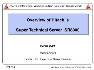 Overview of Hitachi’s Super Technical Server SR8000