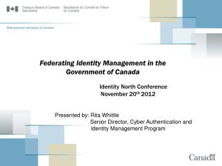 Federating Identity Management in the Government of Canada