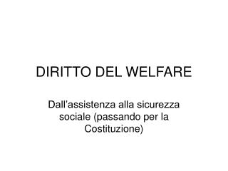 DIRITTO DEL WELFARE