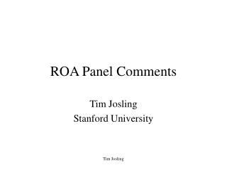 ROA Panel Comments