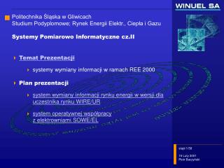 Temat Prezentacji systemy wymiany informacji w ramach REE 2000 Plan prezentacji