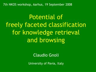 Potential of freely faceted classification for knowledge retrieval and browsing