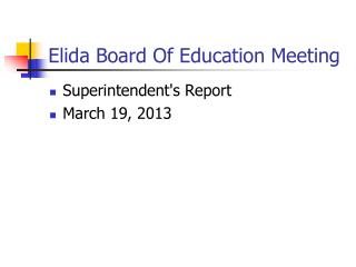 Elida Board Of Education Meeting