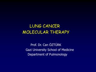 LUNG CANCER MOLECULAR THERAPY Prof. Dr. Can ÖZTÜRK