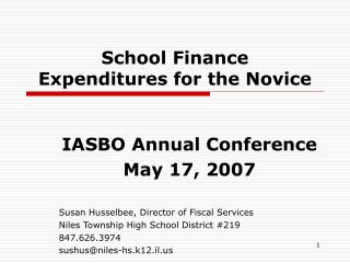 School Finance Expenditures for the Novice