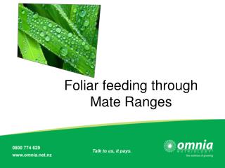 Foliar feeding through Mate Ranges