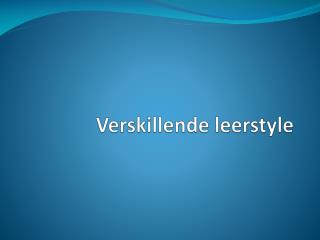 Verskillende leerstyle