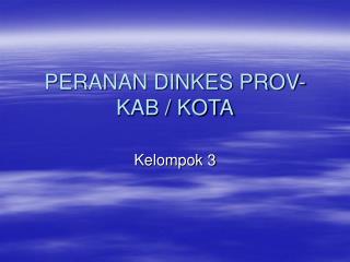 PERANAN DINKES PROV- KAB / KOTA