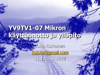 YV9TV1-07 Mikron käyttöönotto ja ylläpito