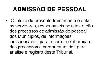 ADMISSÃO DE PESSOAL