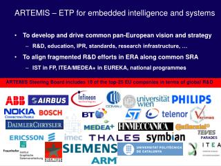 ARTEMIS – ETP for embedded intelligence and systems