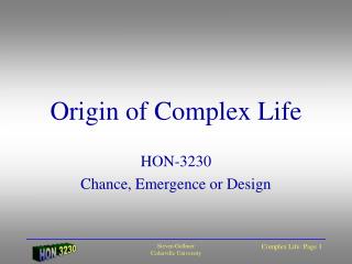 Origin of Complex Life