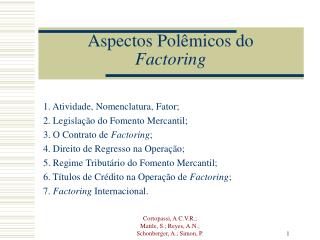 Aspectos Polêmicos do Factoring