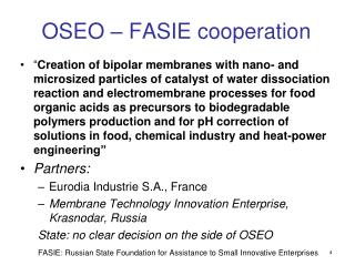 OSEO – FASIE cooperation