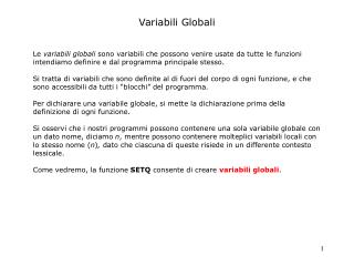 Variabili Globali