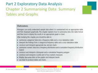 Part 2 Exploratory Data Analysis Chapter 2 Summarising Data: Summary Tables and Graphs