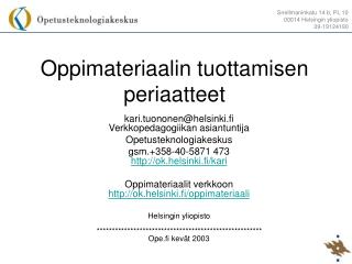 Oppimateriaalin tuottamisen periaatteet