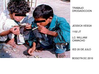 TRABAJO DROGADICCION JESSICA VESGA 1102 JT LC: WILLIAM CAMACHO IED 20 DE JULO BOGOTA DC 2010