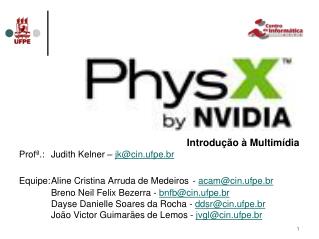 Introdução à Multimídia Profª.:	Judith Kelner – jk@cin.ufpe.br