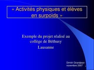 « Activités physiques et élèves en surpoids »