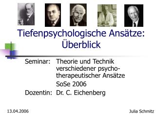 Tiefenpsychologische Ansätze: Überblick