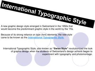 International Typographic Style