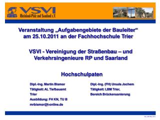 Veranstaltung „Aufgabengebiete der Bauleiter“ am 25.10.2011 an der Fachhochschule Trier