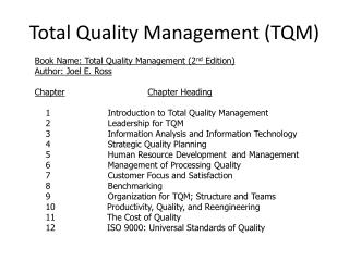 Total Quality Management (TQM)