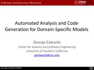 Automated Analysis and Code Generation for Domain-Specific Models