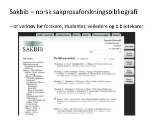 Sakbib – norsk sakprosaforskningsbibliografi