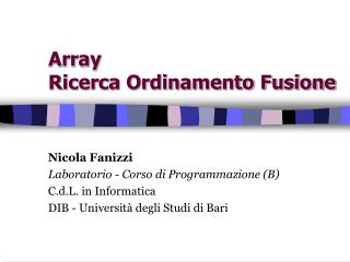 Array Ricerca Ordinamento Fusione