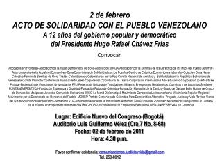 2 de febrero ACTO DE SOLIDARIDAD CON EL PUEBLO VENEZOLANO