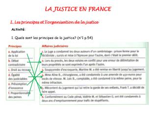 LA JUSTICE EN FRANCE