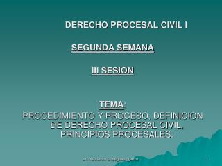 DERECHO PROCESAL CIVIL I SEGUNDA SEMANA III SESION TEMA :