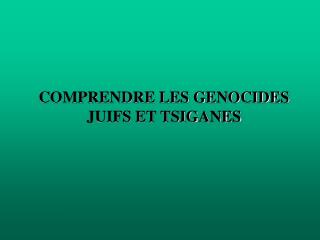 COMPRENDRE LES GENOCIDES JUIFS ET TSIGANES