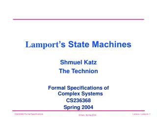 Lamport ’s State Machines